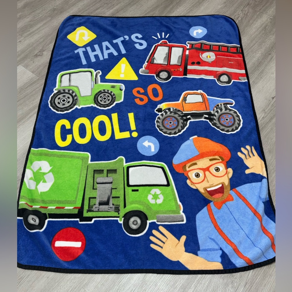 Blippi Plush Soft Blanket “That’s So Cool” with Trucks